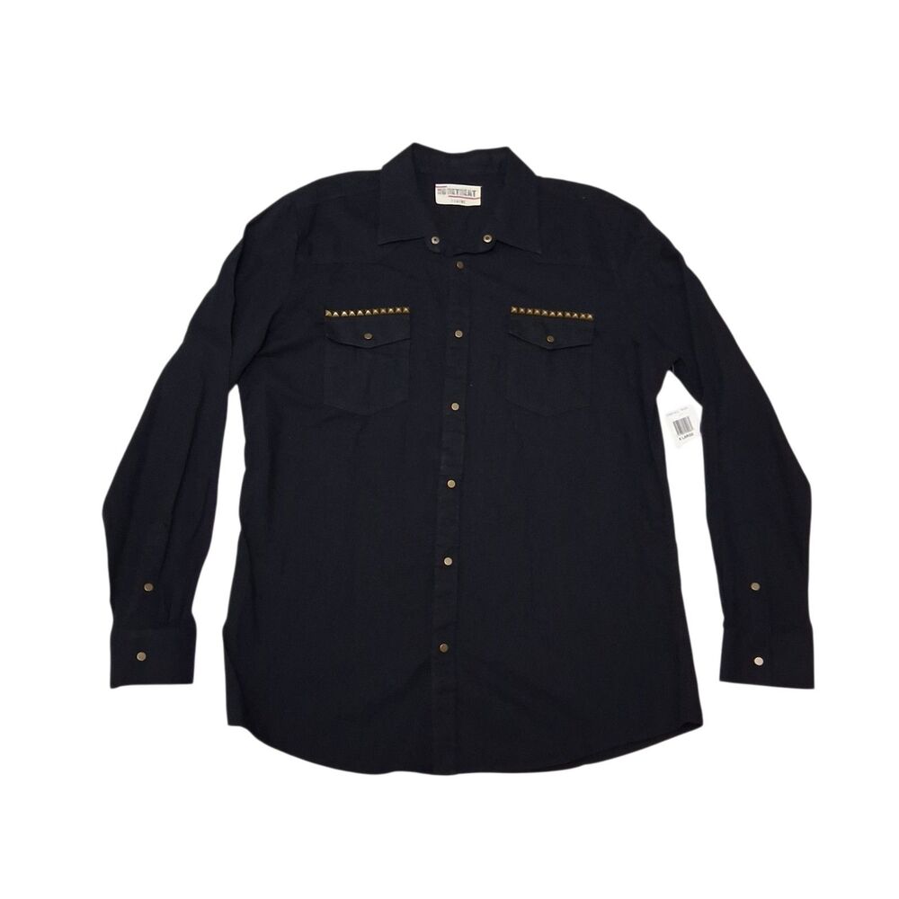 No Retreat Men's XL Shirt NEW WITH TAGS Black Long Sleeve 100% Cotton Button Up